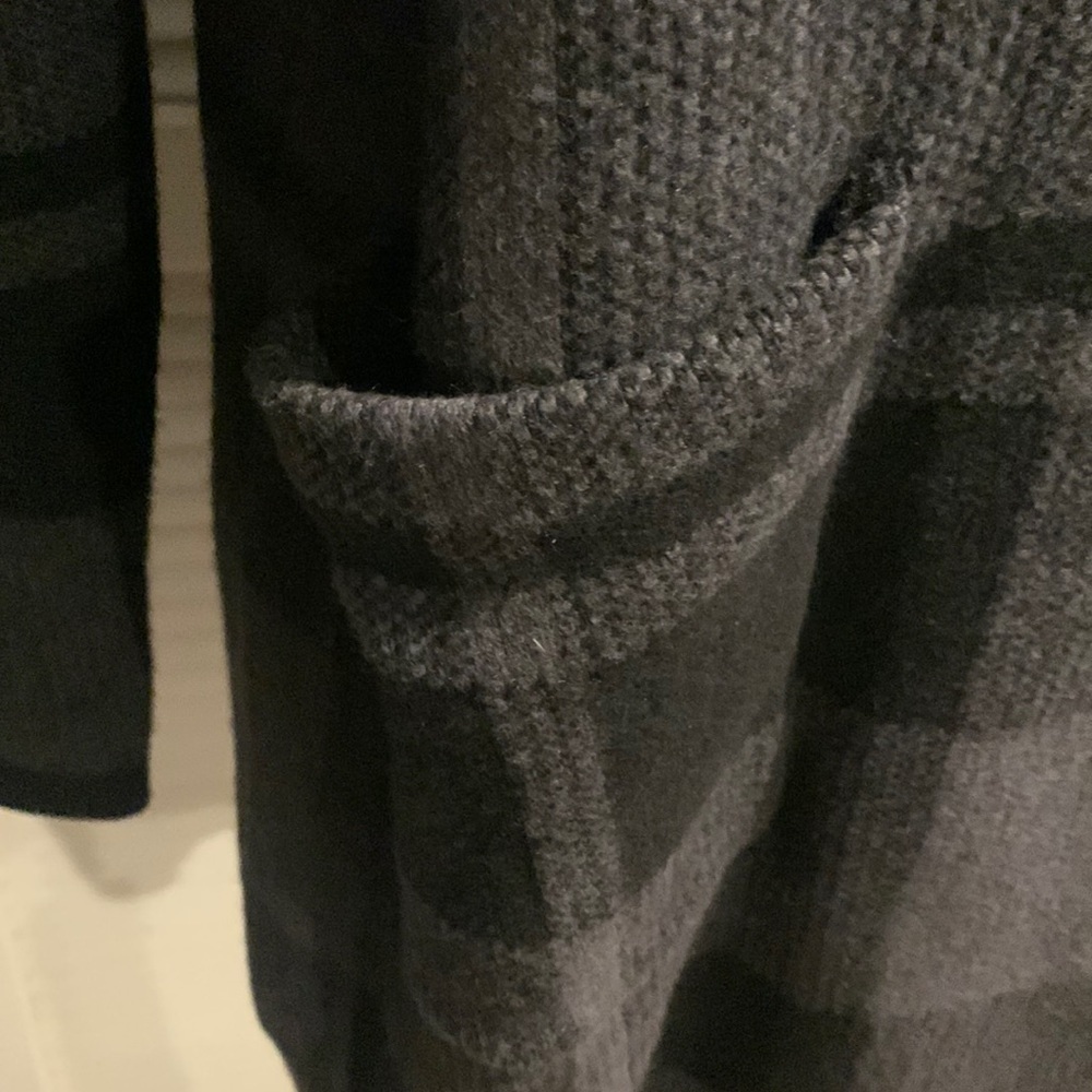 Vintage Bass Sweater Blazer Black and grey Plaid women’s Large - Picture 4 of 7